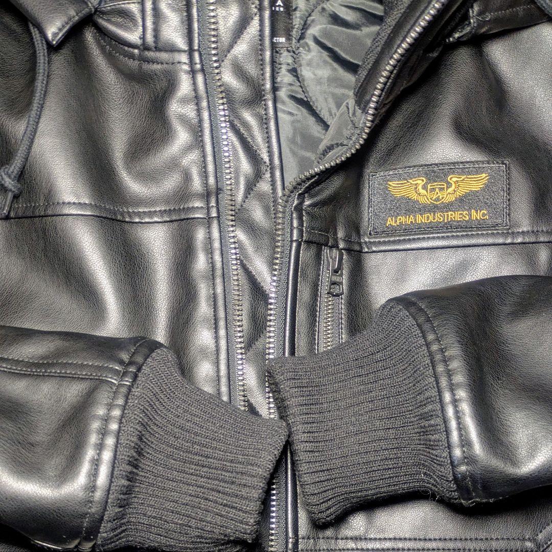 ALPHA フーデッドリブジャケット PUレザー サーモライト M（L相当）