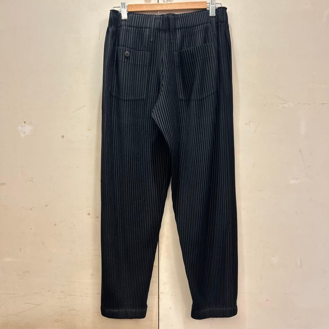 ISSEY MIYAKE MEN ストライプ ブラック スラックス