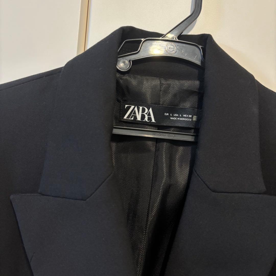 ZARA ダブルブレストブレザー ジャケット 金ボタン 黒 L