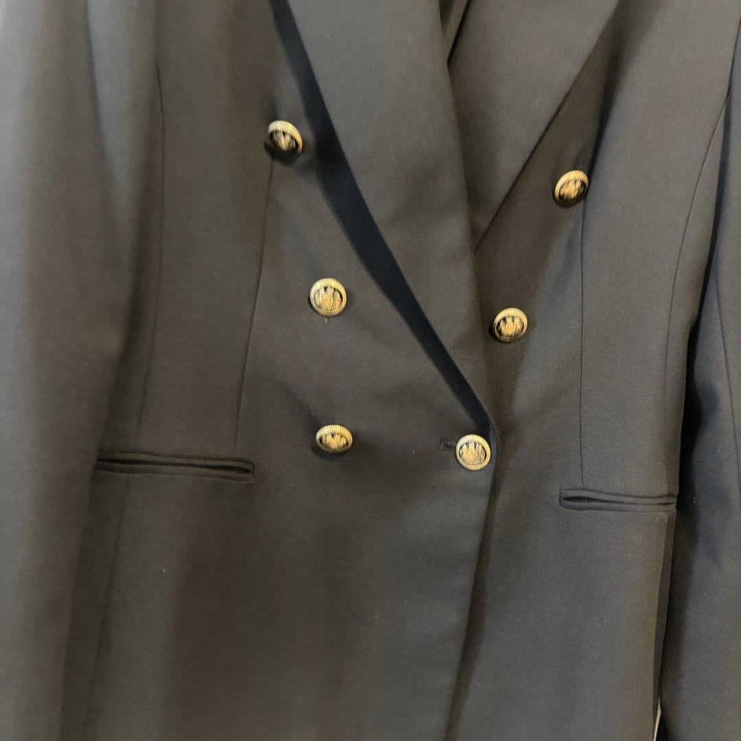 ZARA ダブルブレストブレザー ジャケット 金ボタン 黒 L