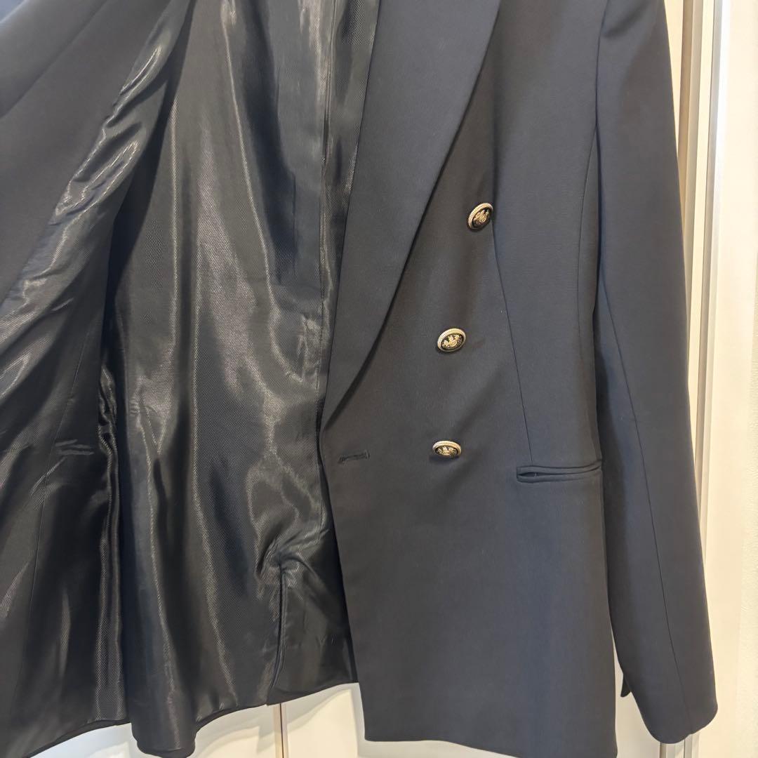 ZARA ダブルブレストブレザー ジャケット 金ボタン 黒 L