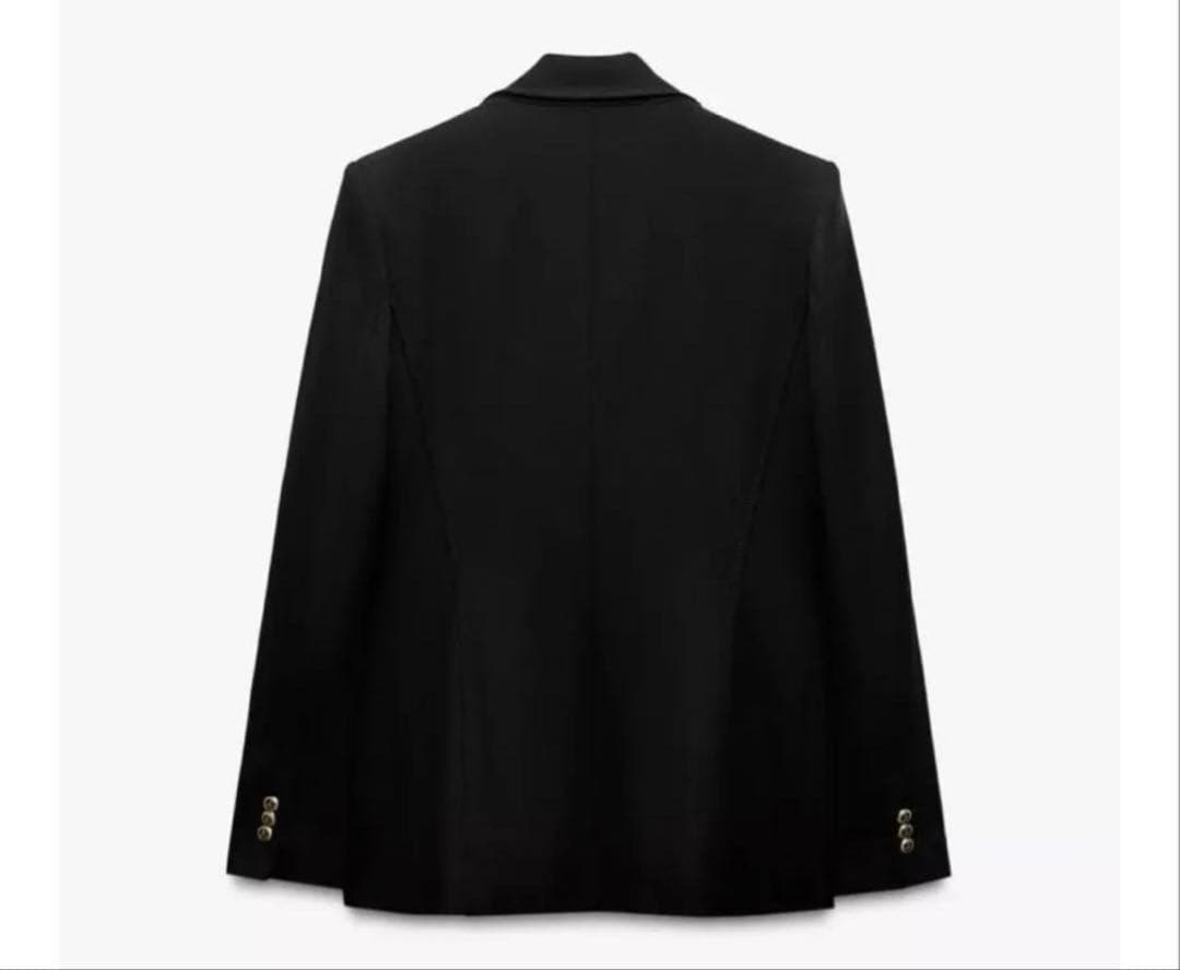 ZARA ダブルブレストブレザー ジャケット 金ボタン 黒 L