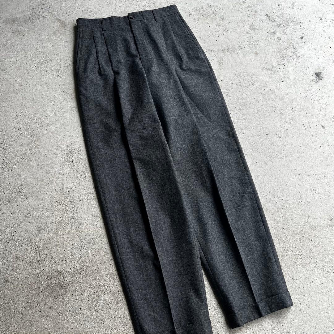 90's コムデギャルソンオム 田中オム 2タック ウールスラックス グレー