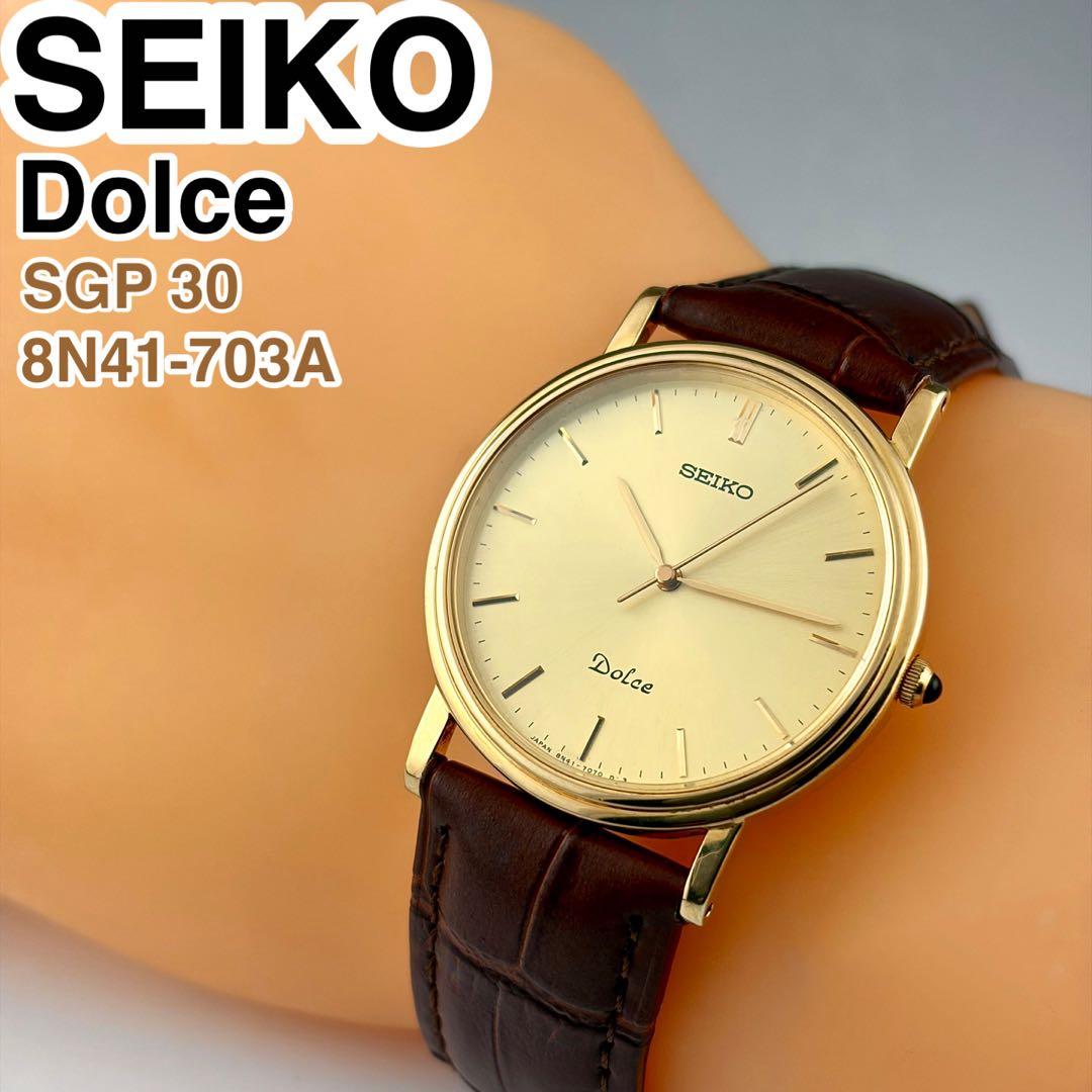 [美品]SEIKO DOLCE SGP30 金メッキ腕時計 8N41-703A