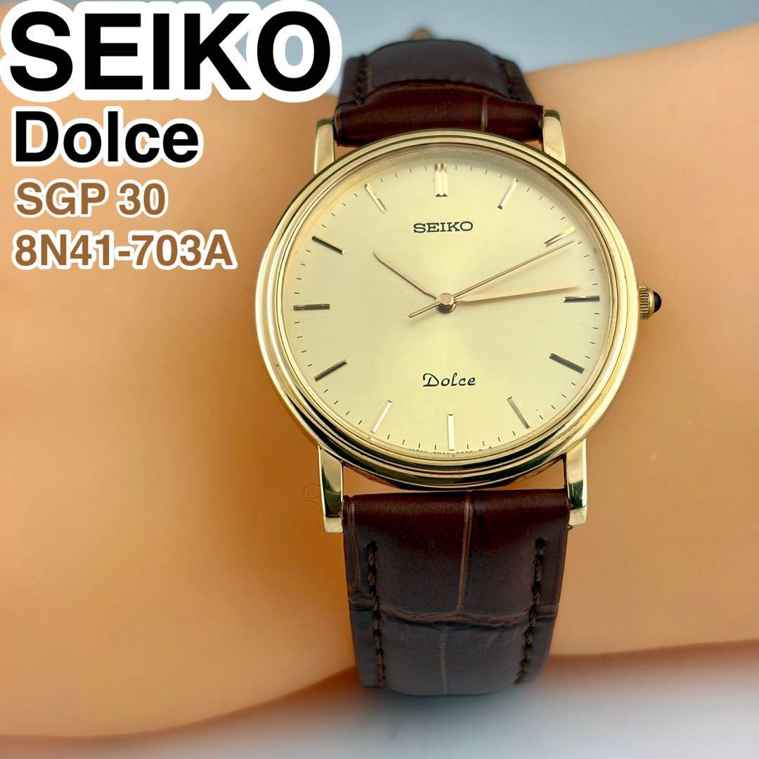 [美品]SEIKO DOLCE SGP30 金メッキ腕時計 8N41-703A