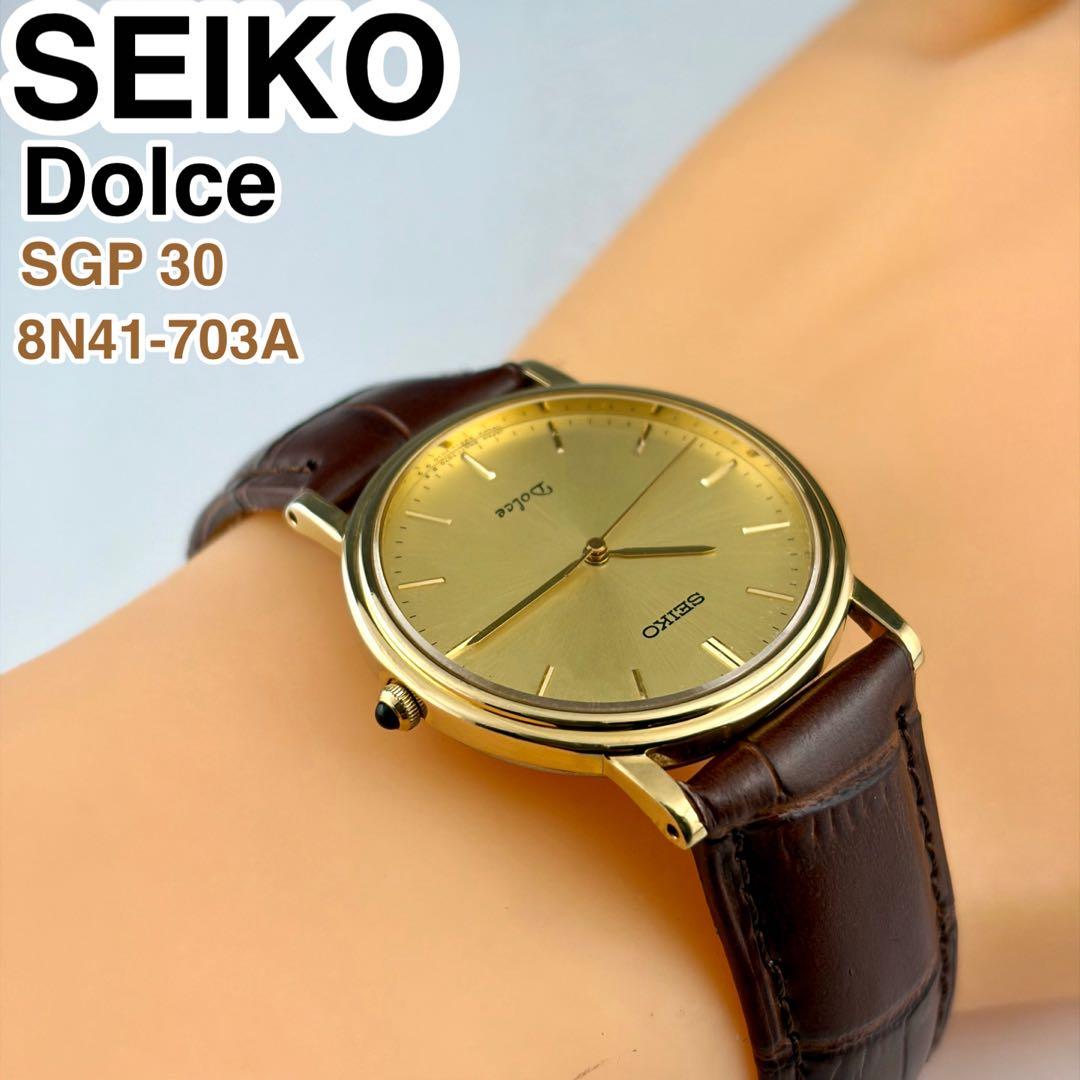 [美品]SEIKO DOLCE SGP30 金メッキ腕時計 8N41-703A