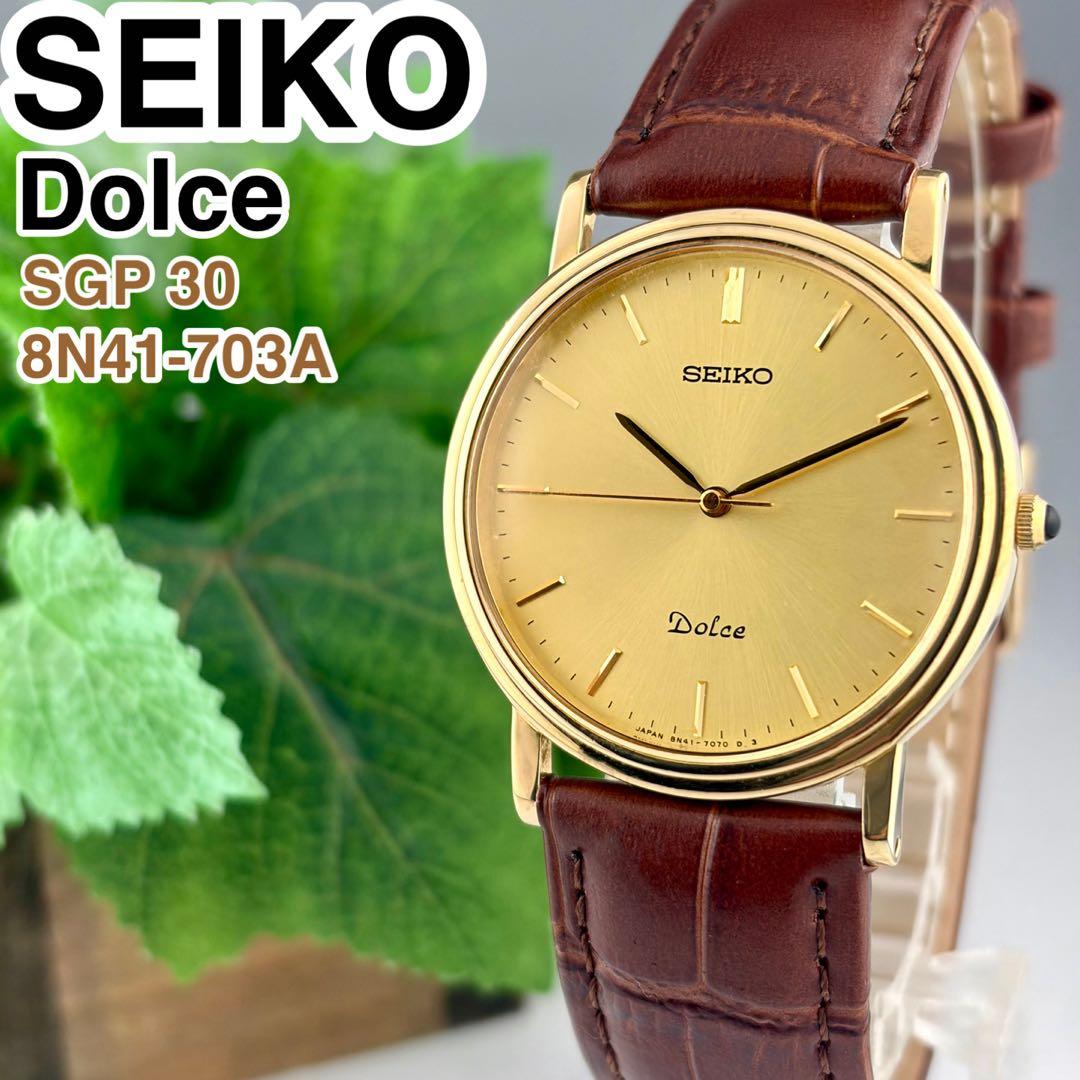 [美品]SEIKO DOLCE SGP30 金メッキ腕時計 8N41-703A