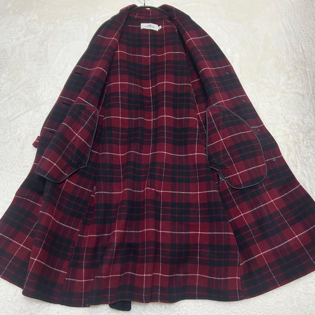 【美品】コーチ ダブルフェイス ロングコート ベルト付き ウール M〜Lサイズ