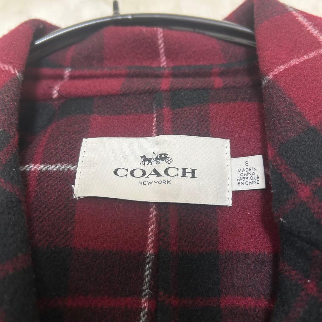 【美品】コーチ ダブルフェイス ロングコート ベルト付き ウール M〜Lサイズ
