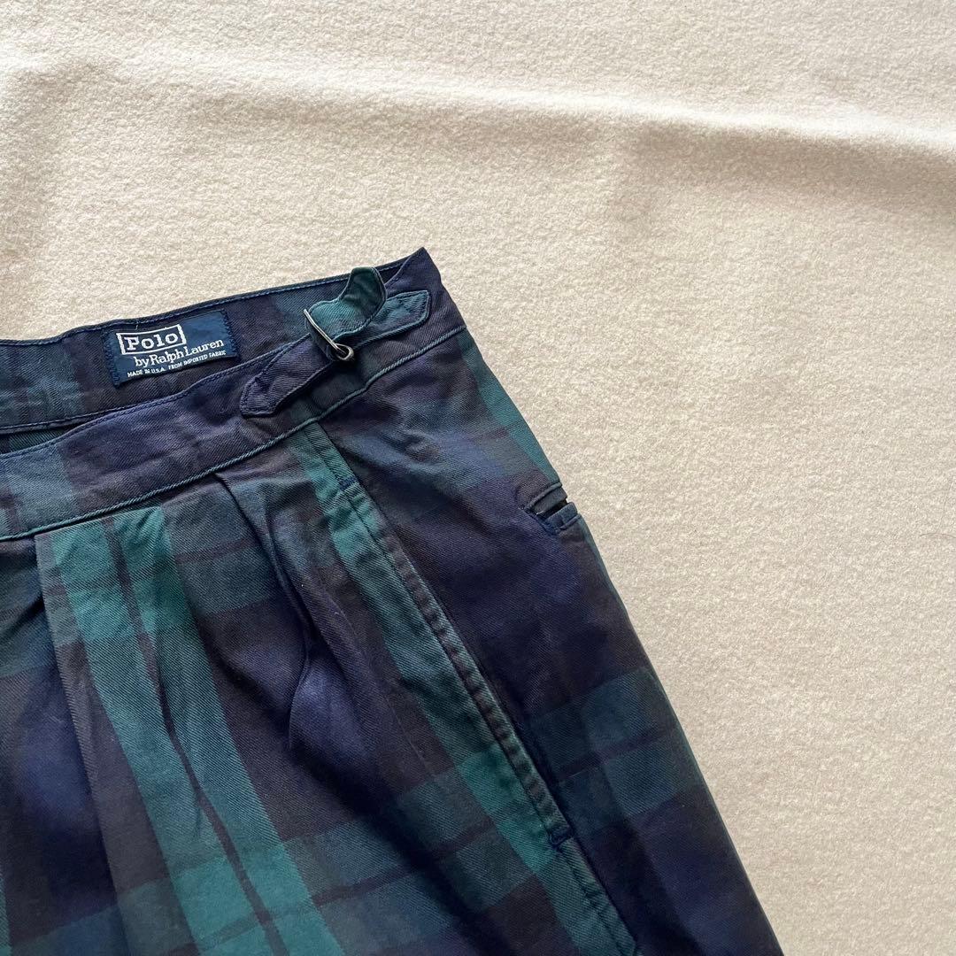 90s USA製 ラルフローレン チェックパンツ ブラックウォッチ 34×30