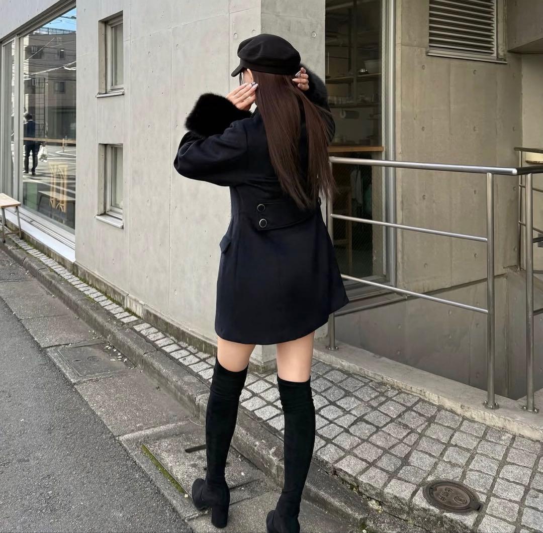 ジャケット・アウター YILON Cinched waist midi coat NAVY