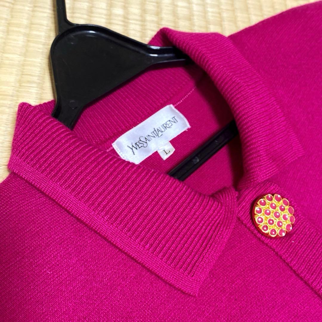 イブサンローラン ワンピース Lサイズ ニット 襟付き 希少