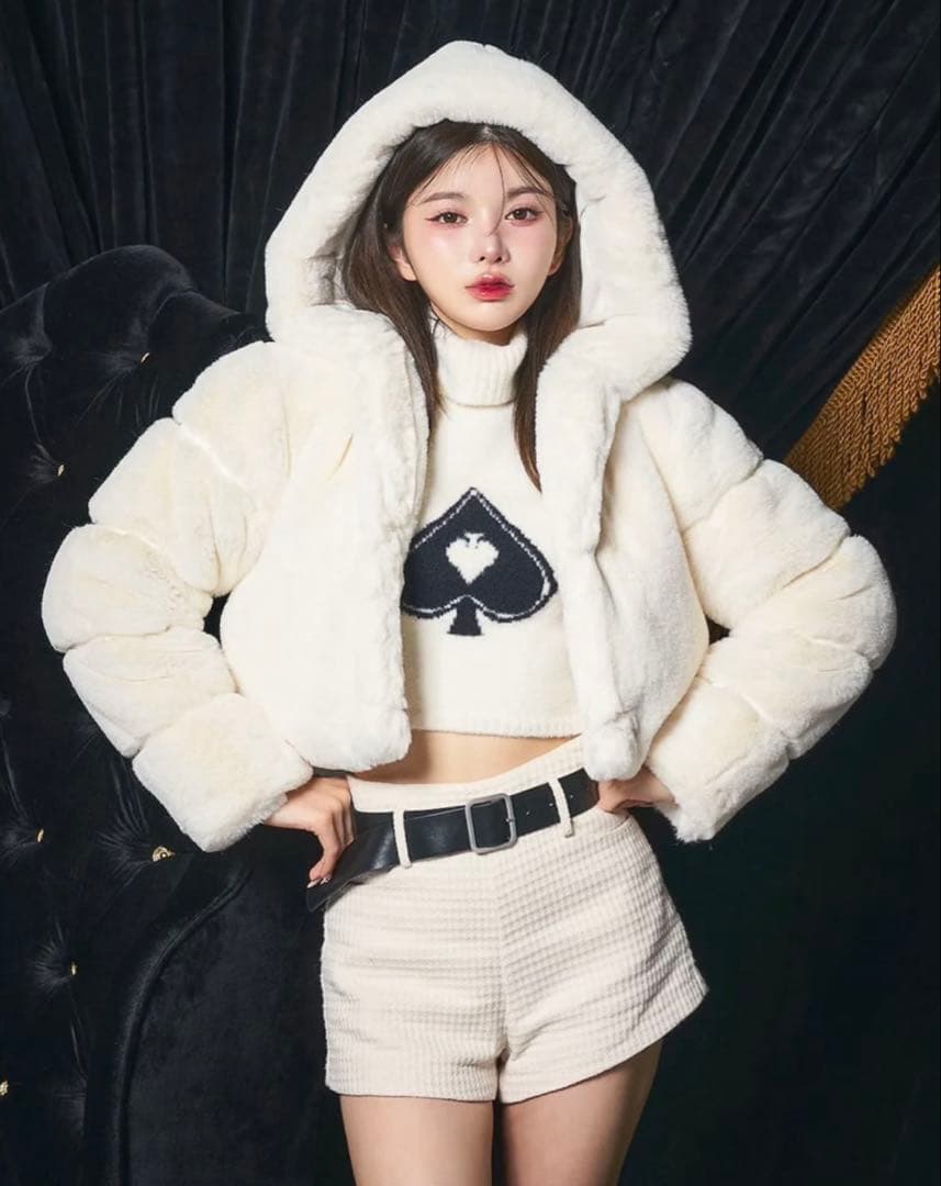 キルトボリュームファーショートコート Darich