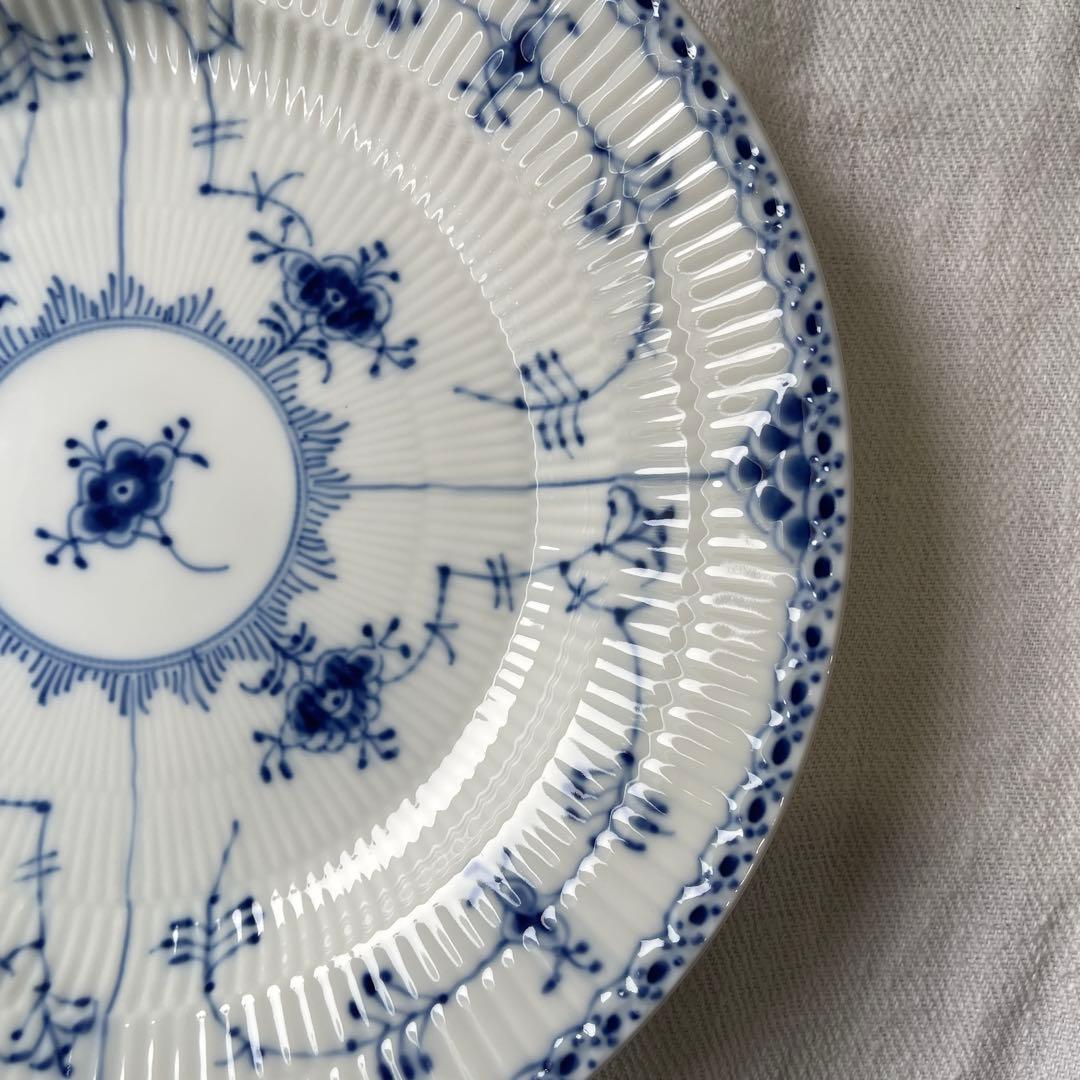 ロイヤルコペンハーゲンブルーフルーテッドハーフレースディーププレート2枚25cm