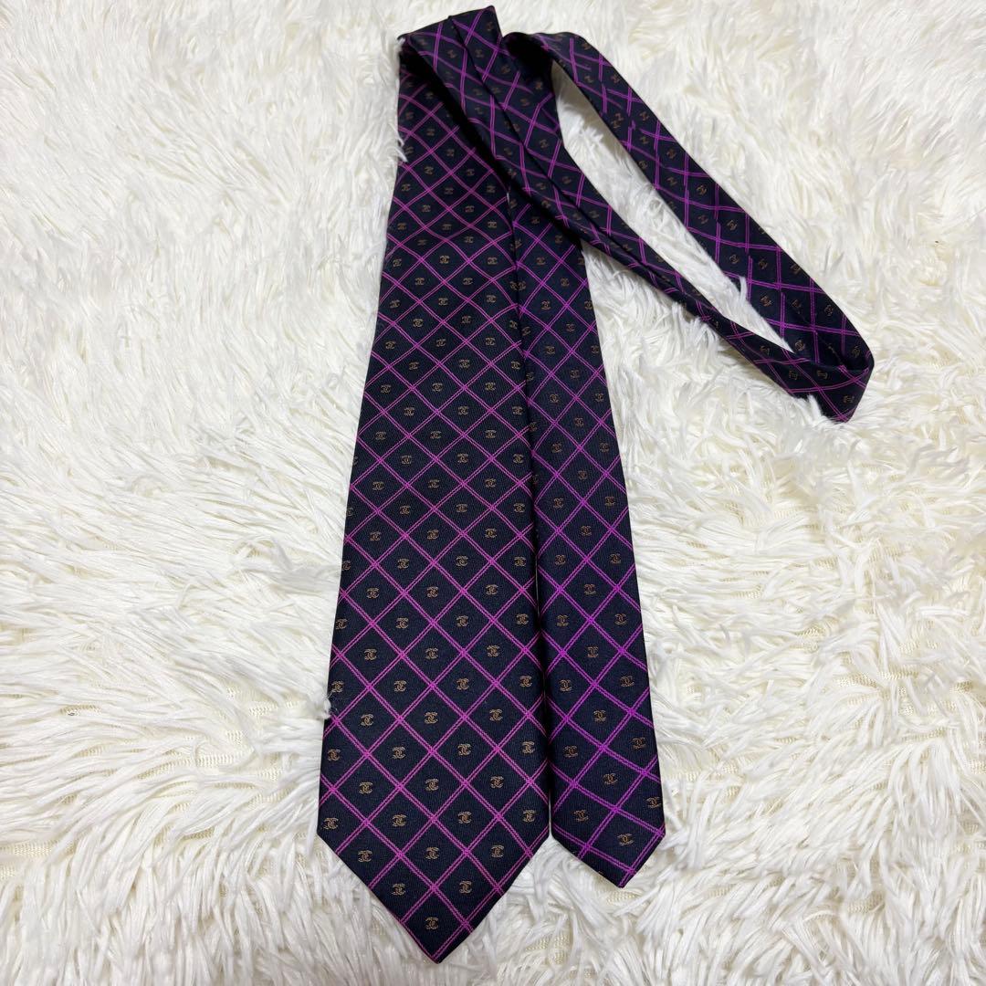 【ほぼ未使用】CHANEL ネクタイ　ココマーク　CC柄