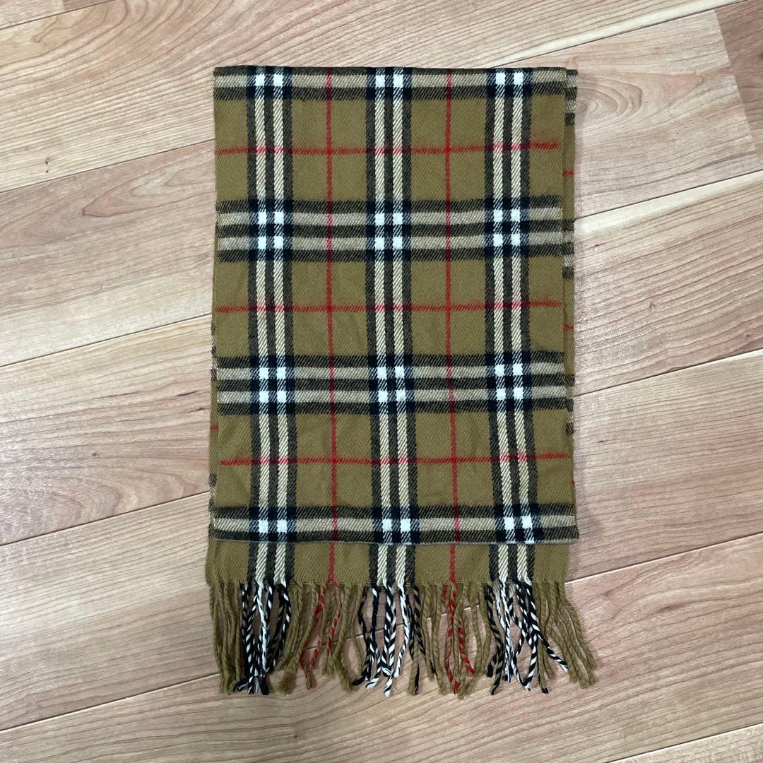 マリン Burberrys ノバチェック マフラー 英国製 ラムウール