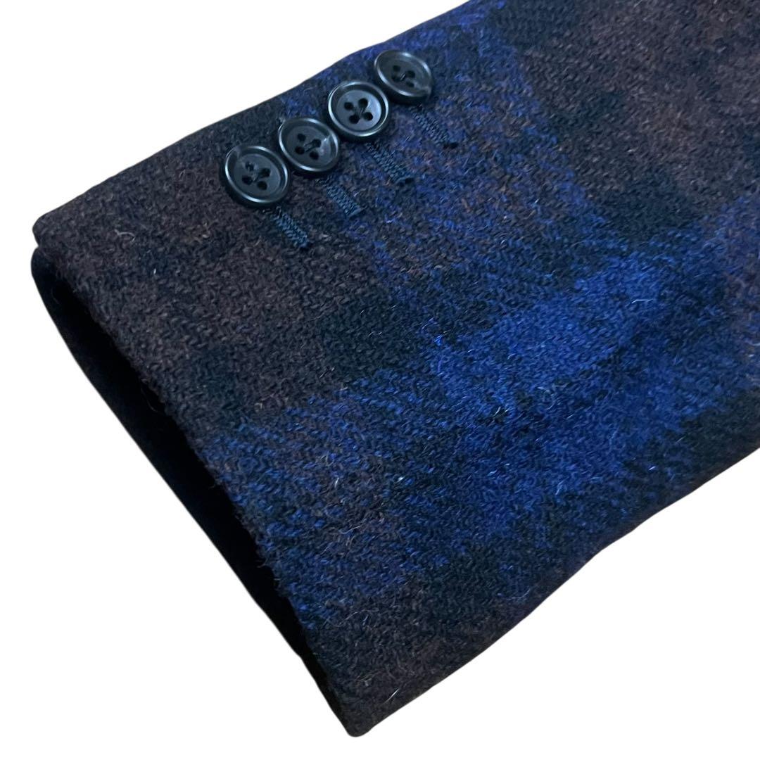 美品 ハリスツイード チェスターコート チェック マルチカラー Sくらい