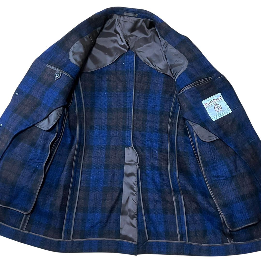 美品 ハリスツイード チェスターコート チェック マルチカラー Sくらい