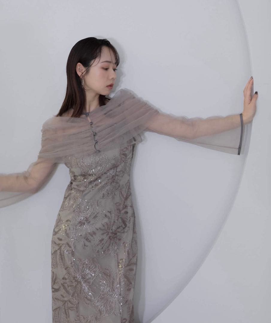 ★美品★Lejaチュールオフショルダー花柄OP結婚式お呼ばれワンピース/Sサイズ