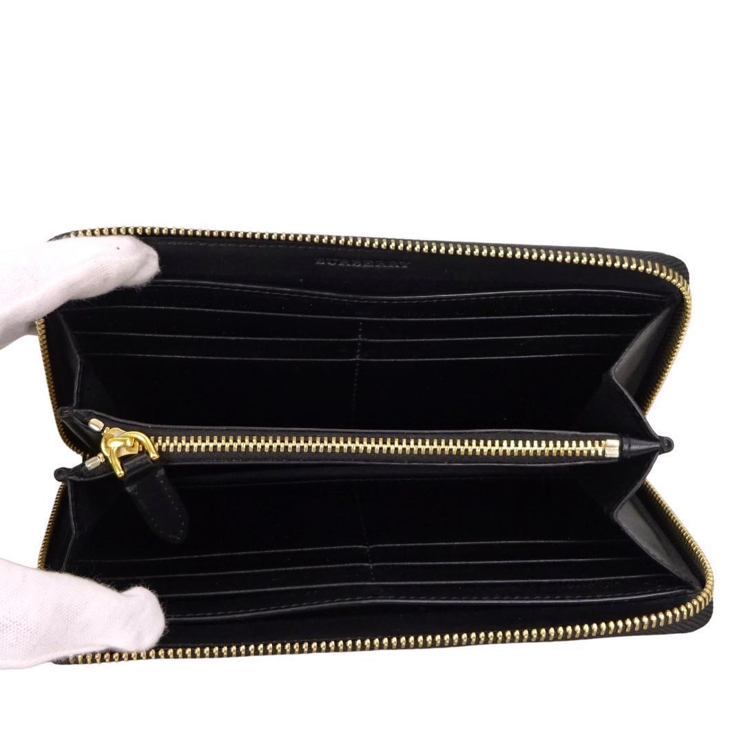 本物 良品 ■バーバリー■ノバチェック ブラウン ラウンドファスナー長財布