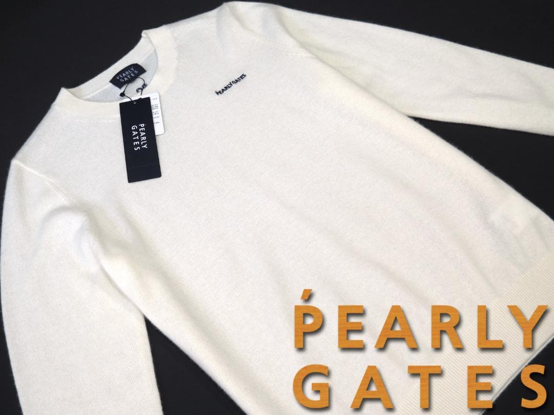 訳あり●パーリーゲイツ●フライングラビット　ピュアカシミヤクルーネックセータ　L