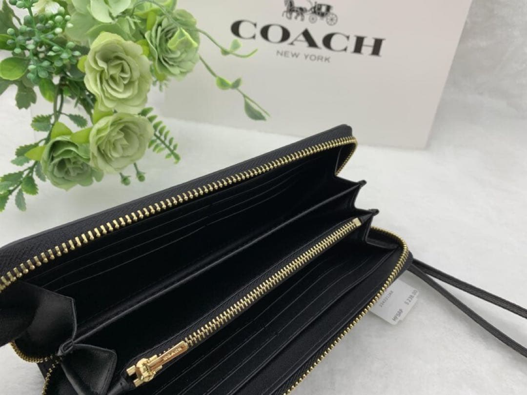 新品 COACH コーチ 長財布 ブラックミッドナイト アコーディオン