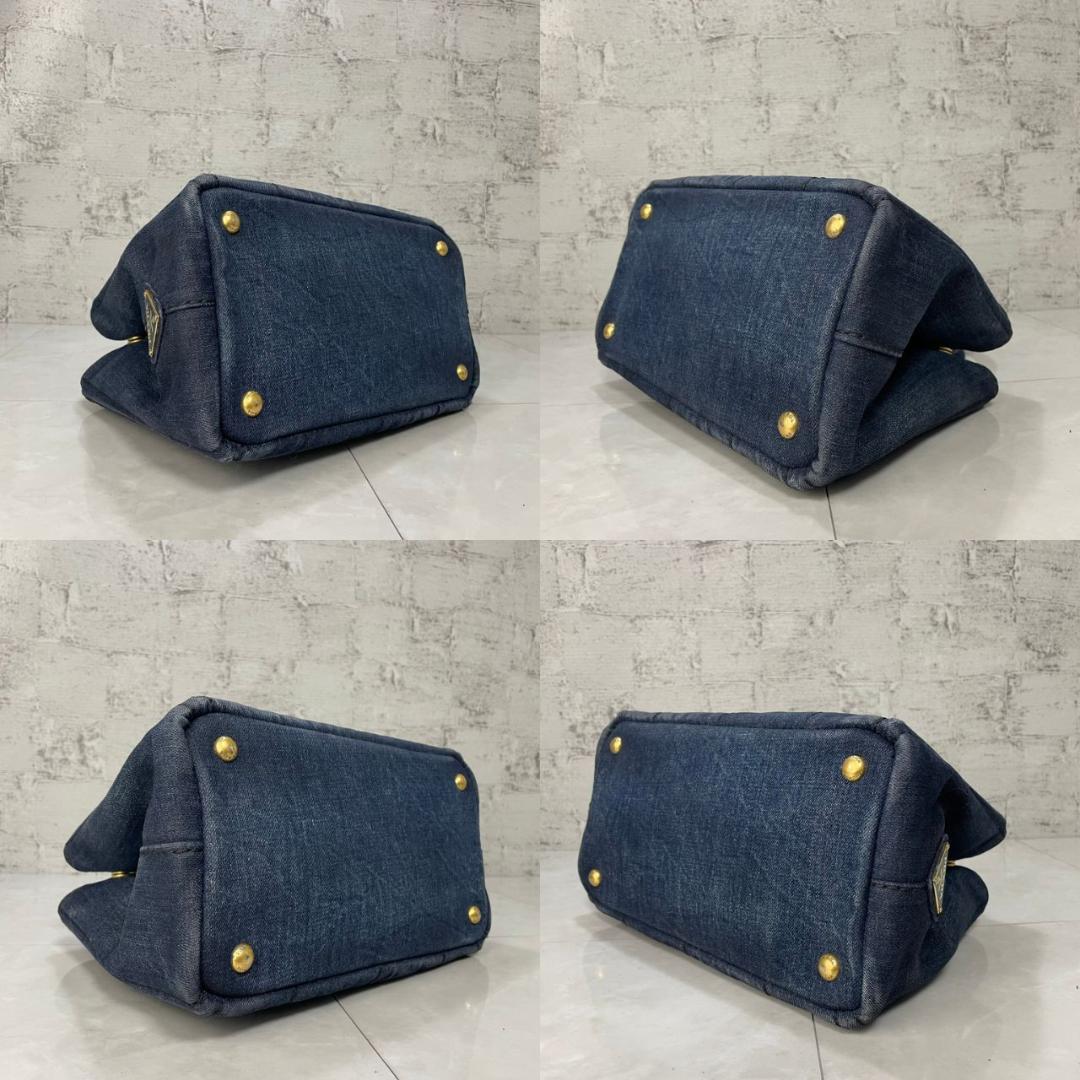 PRADA カナパ プラダ 2way ショルダーバッグ ハンドバッグ S デニム