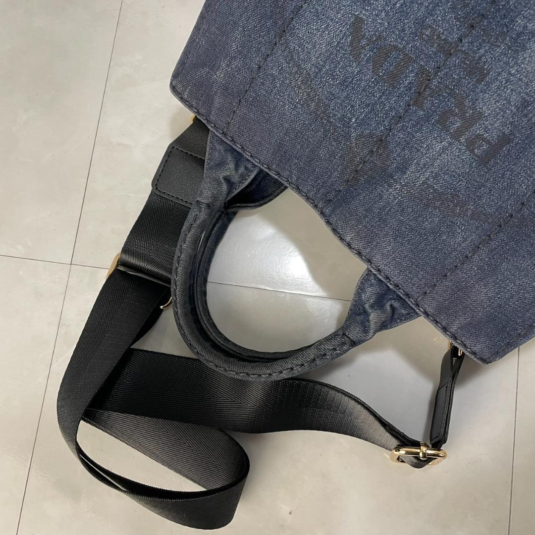 PRADA カナパ プラダ 2way ショルダーバッグ ハンドバッグ S デニム