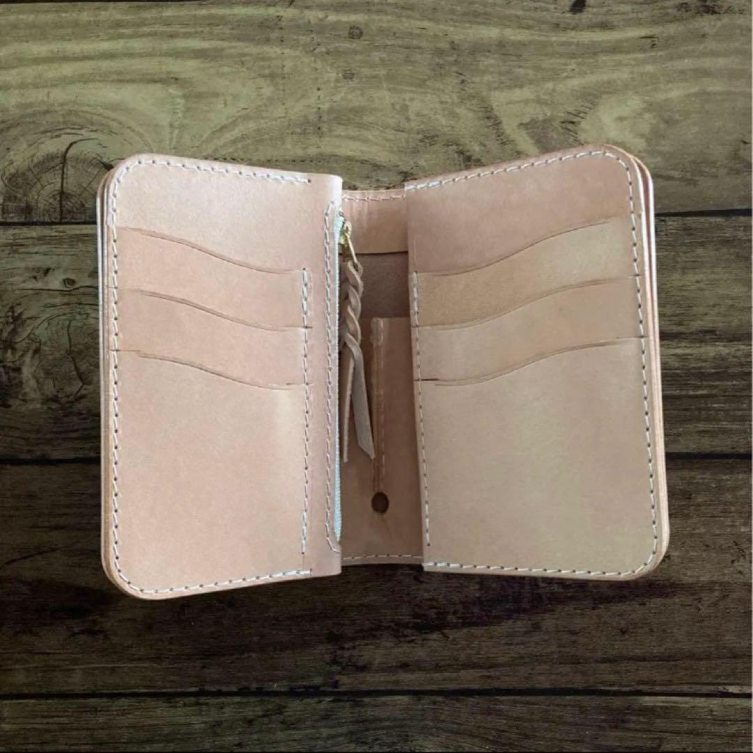 【呪われし者】COW CRUST クラストレザー　ミドルウォレット　タン