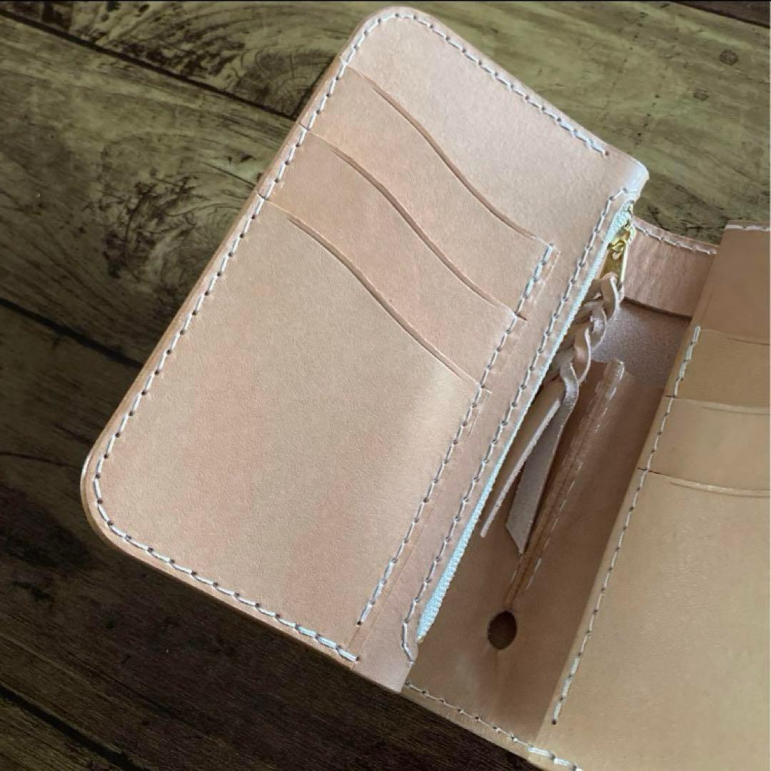 【呪われし者】COW CRUST クラストレザー　ミドルウォレット　タン