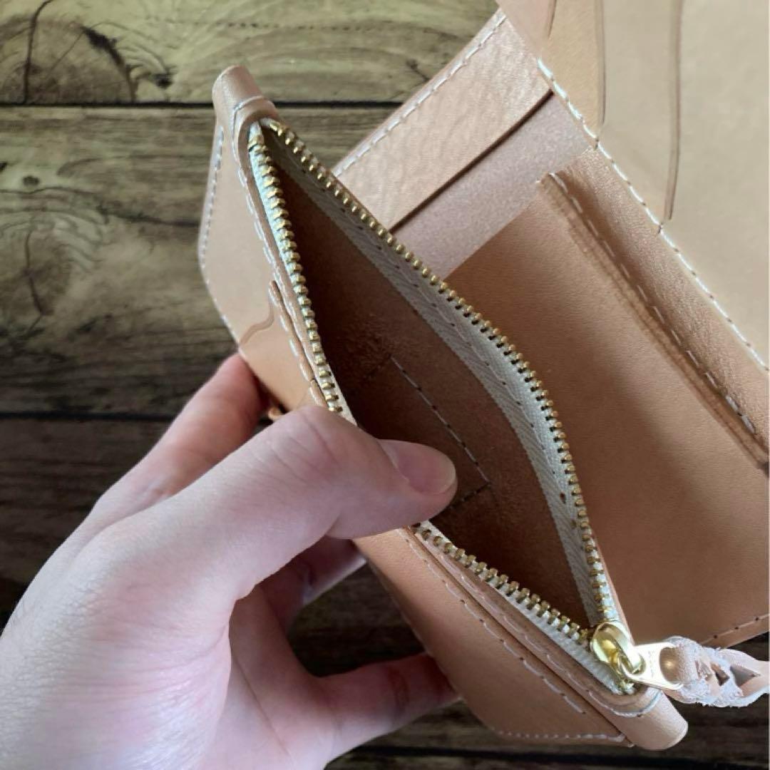 【呪われし者】COW CRUST クラストレザー　ミドルウォレット　タン