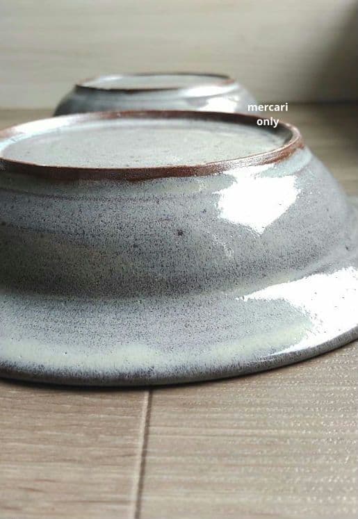 【じゅんさま専用です】薄灰茶　象嵌リーフ深皿26.5cm2枚・湯のみ二つ