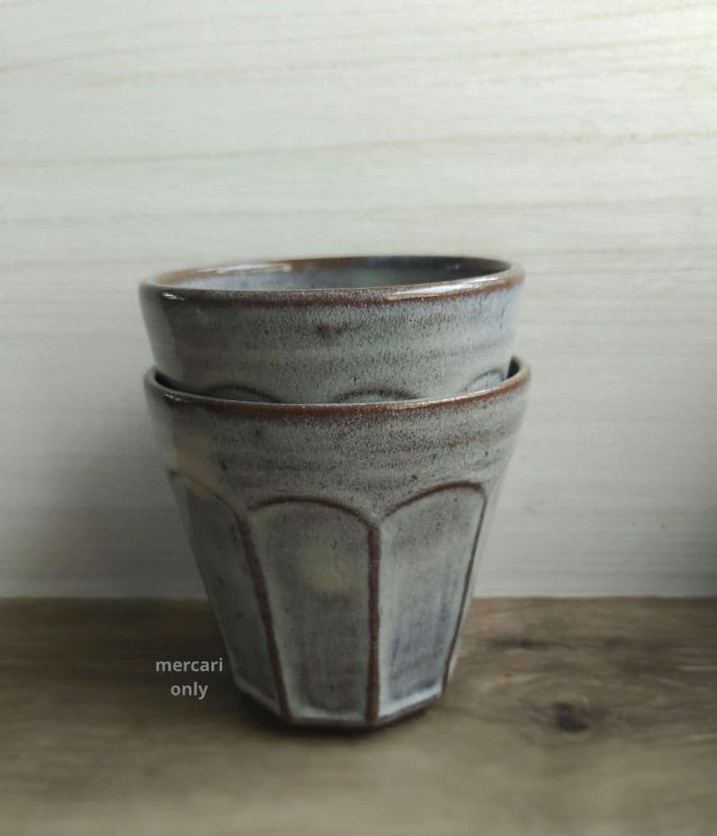 【じゅんさま専用です】薄灰茶　象嵌リーフ深皿26.5cm2枚・湯のみ二つ