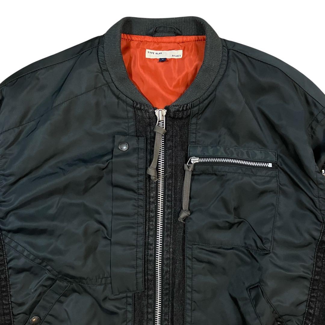 AVIREX コンビネーション ma-1 タイプブルー ドッキング デニム 黒