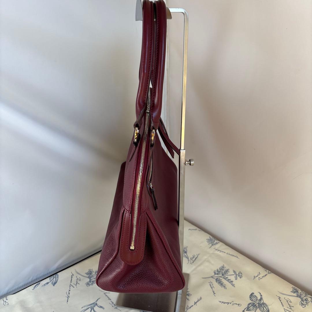 ふ*ん様 ロンシャン2WAYバッグ　シボ革　ワインレッド