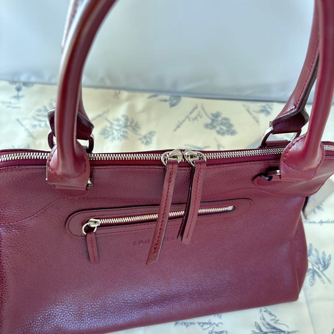 ふ*ん様 ロンシャン2WAYバッグ　シボ革　ワインレッド