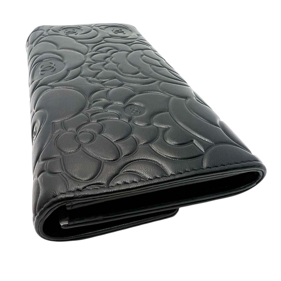 CHANEL シャネル カメリア エンボス ロングフラップウォレット 長財布