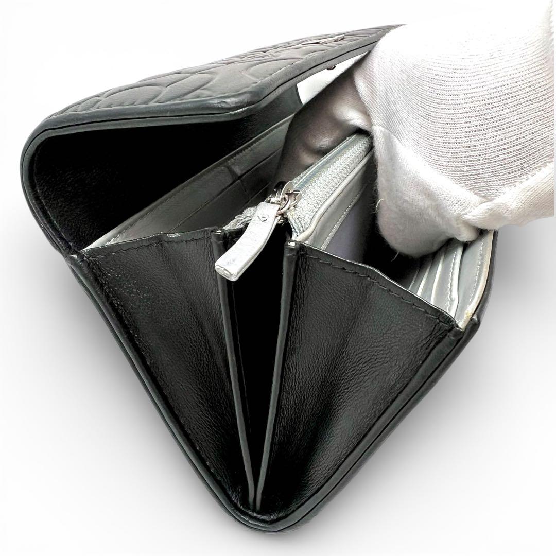 CHANEL シャネル カメリア エンボス ロングフラップウォレット 長財布