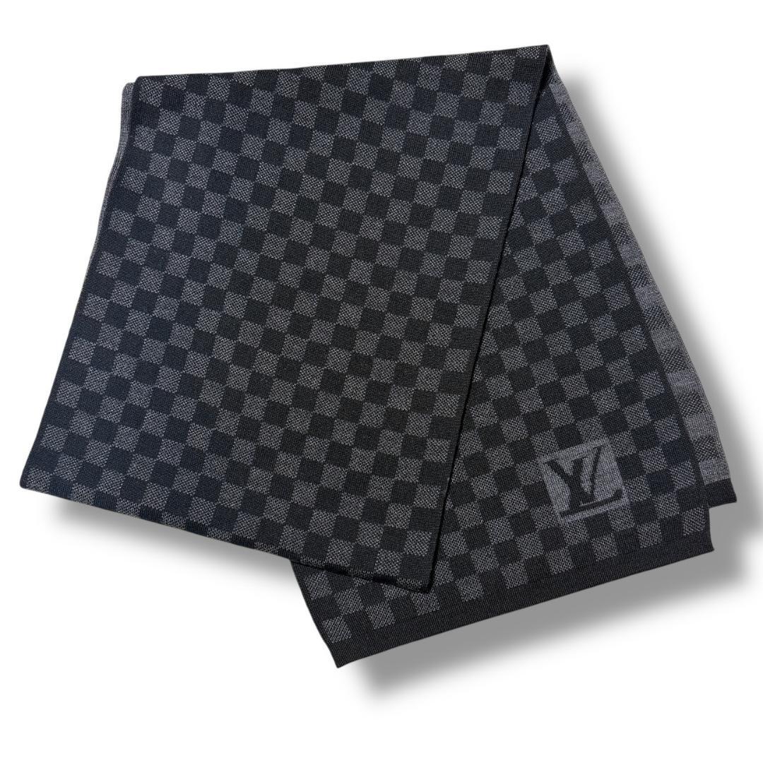 【超美品】LOUIS VUITTON ダミエ グラフィット ウール マフラー
