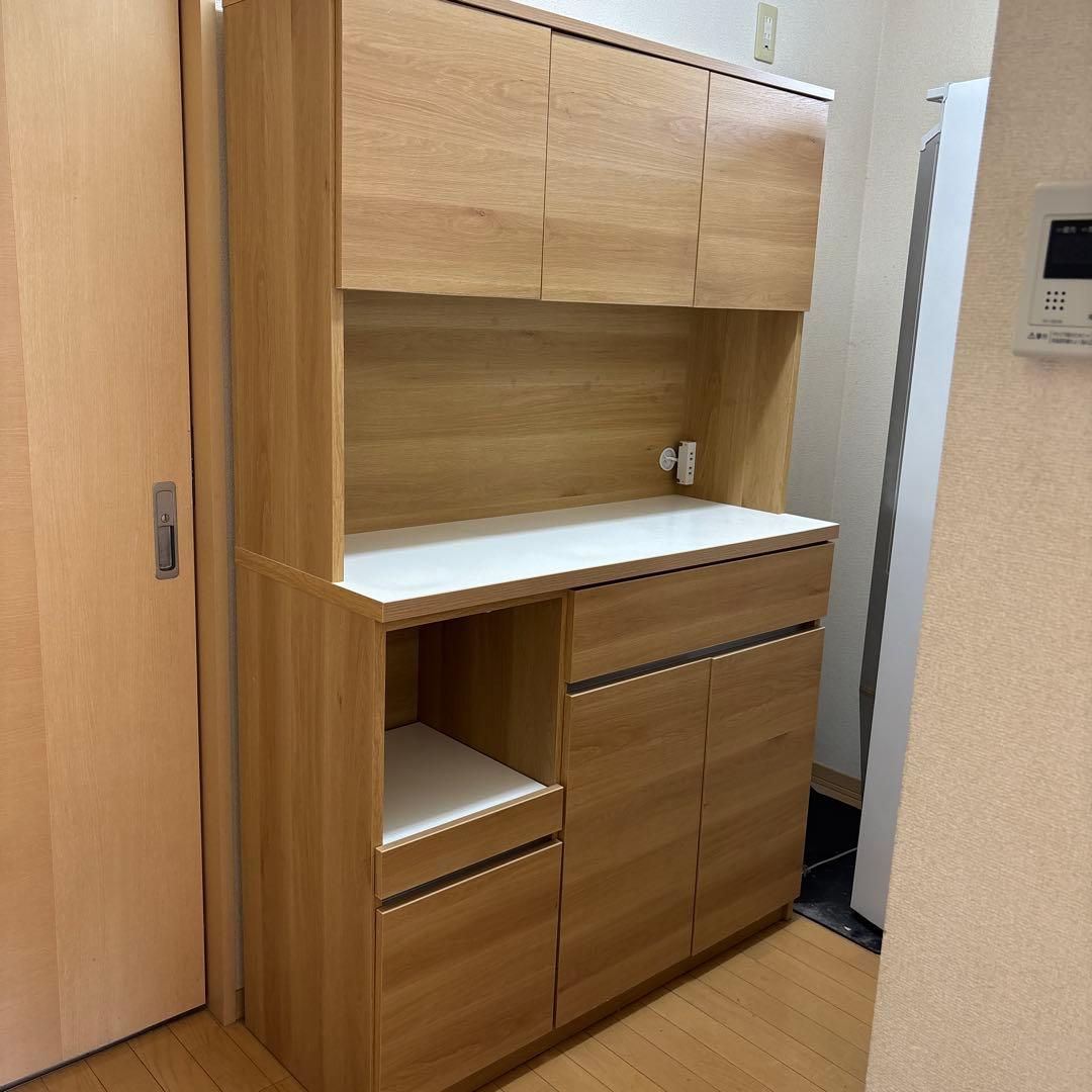 4/25まで掲載 ナチュラルウッド 食器棚 可動棚 収納力