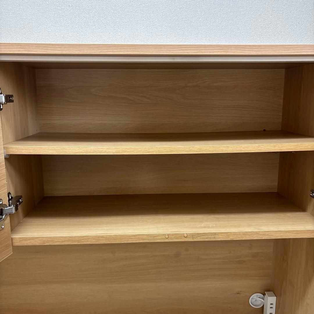 4/25まで掲載 ナチュラルウッド 食器棚 可動棚 収納力