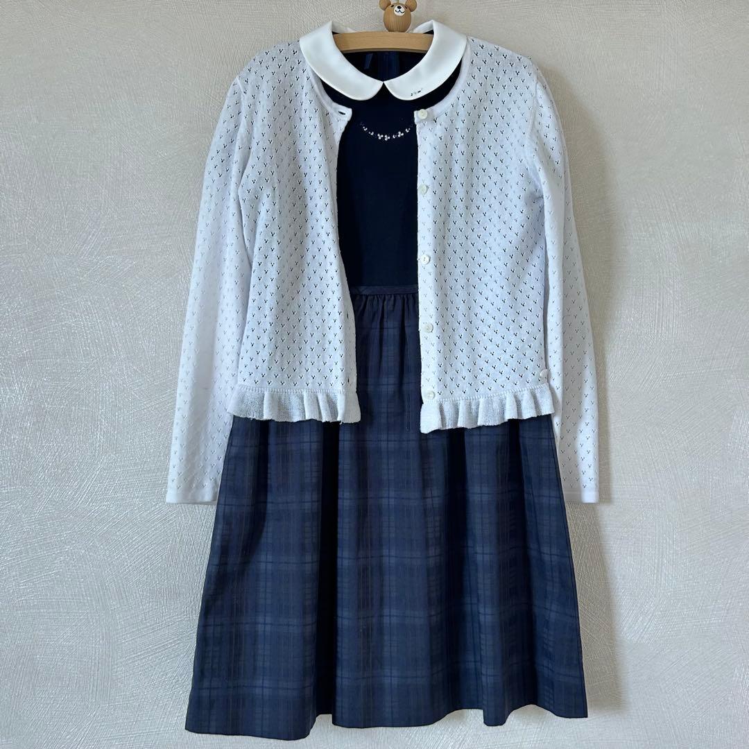 familiar ファミリア　半袖ネイビー　フォーマルワンピース 140