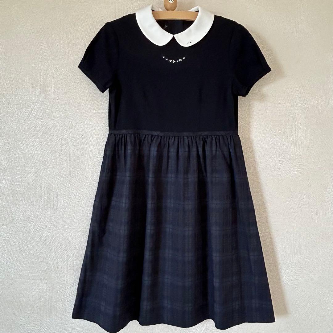 familiar ファミリア　半袖ネイビー　フォーマルワンピース 140