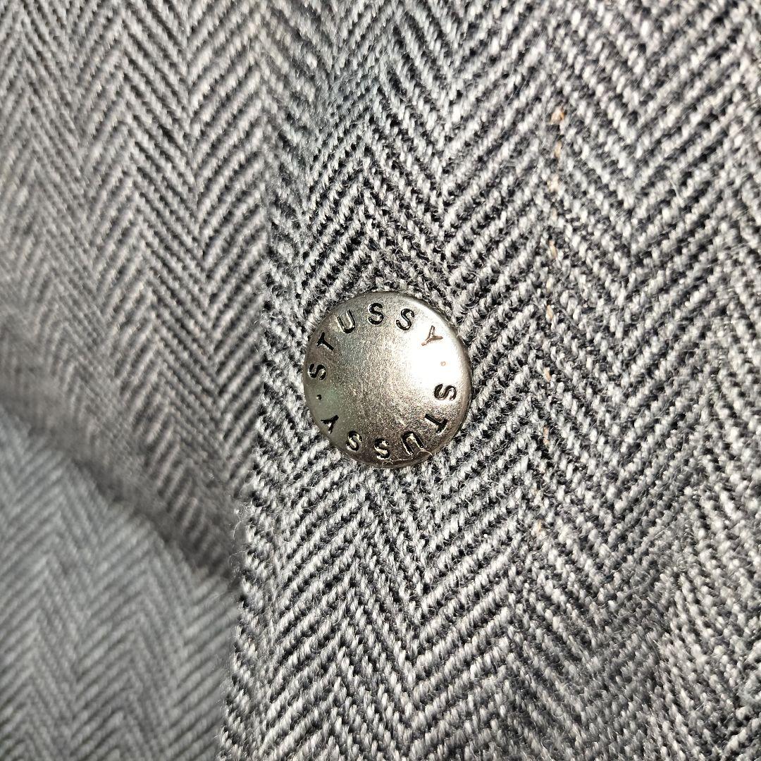 2WAY ダウンベスト Stussy ヘリンボーン モノグラム　グレー　Mサイズ