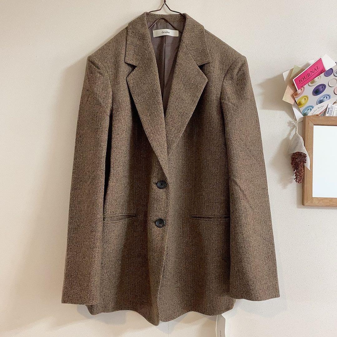 anuke Herringbone Wool Jacket 36ベージュ