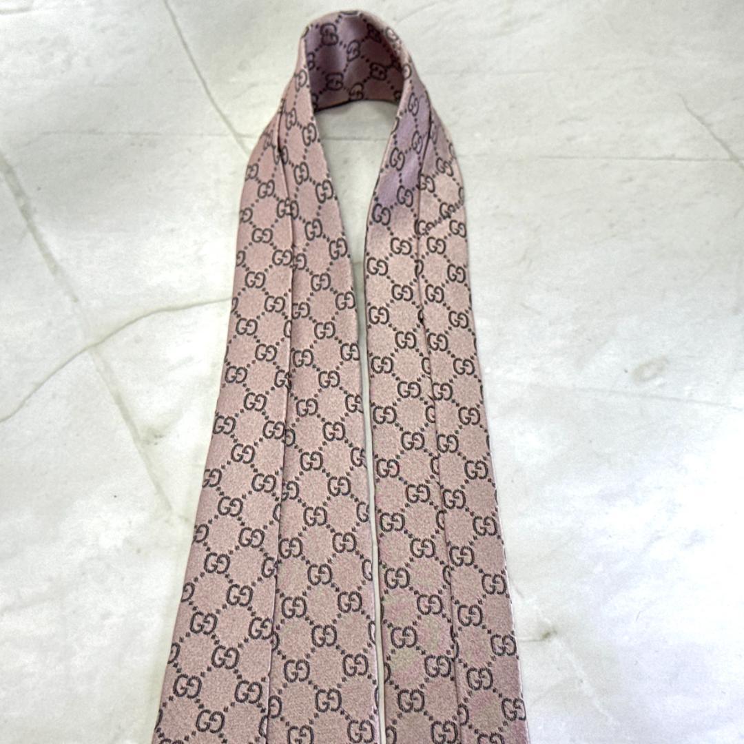 ☆即発 GUCCI GG柄 ネクタイ ピンクベージュ系 上品 シルク フォーマル