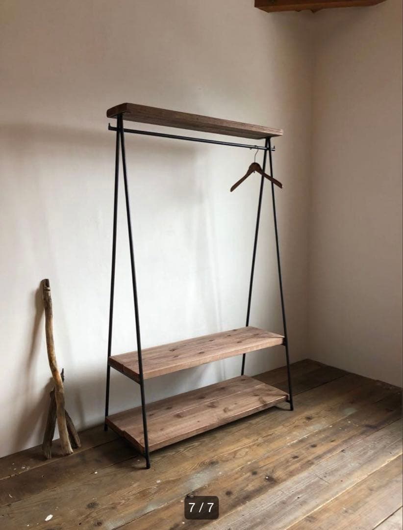 貴重　数量限定価格　2段　特大　ハンガーラック　古材　収納棚　ディスプレイラック