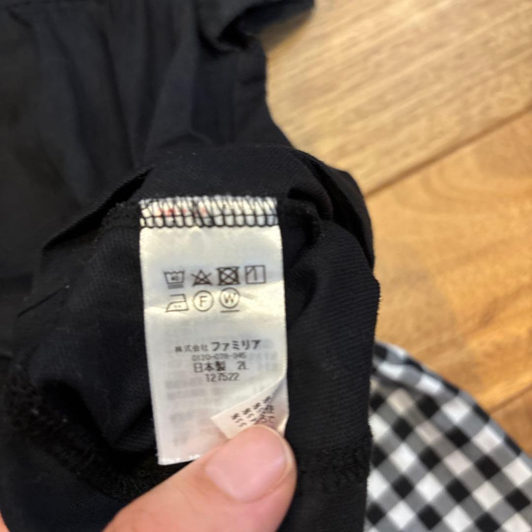 美品　ファミリア　Tシャツ　ショートパンツ　テリア　ギンガムチェック　90
