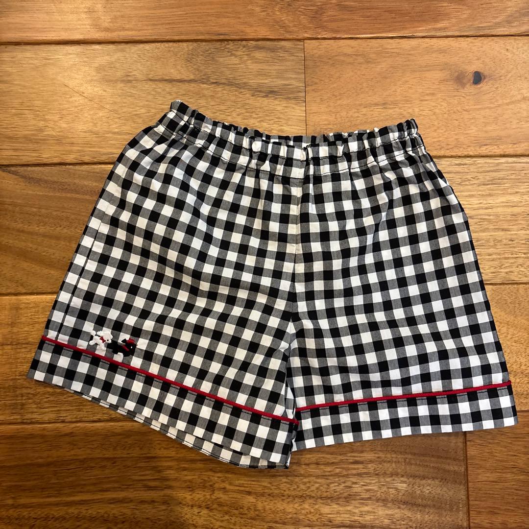 美品　ファミリア　Tシャツ　ショートパンツ　テリア　ギンガムチェック　90