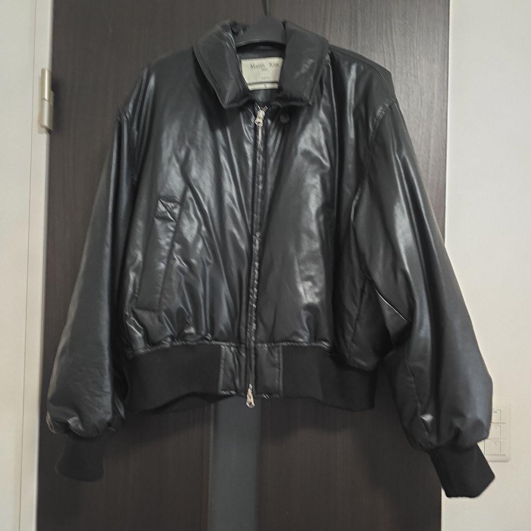 Matin Kim FAUX LEATHER DOWN JUMPER 黒　韓国